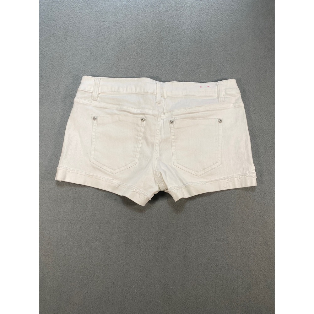 Tinseltown White‎ Denim Shorts Frayed Hem Rhinestone Accents Size 9 Womens - Picture 8 of 8